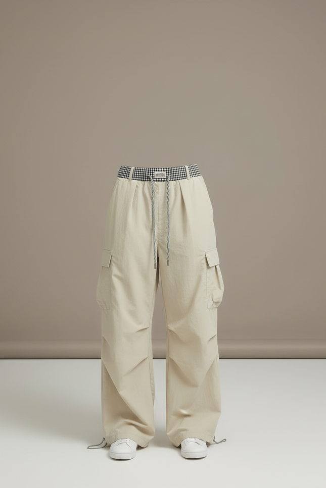 Pantalon Cargo Beige Ample Décontracté Streetwear Femme - Polyester - vue 3