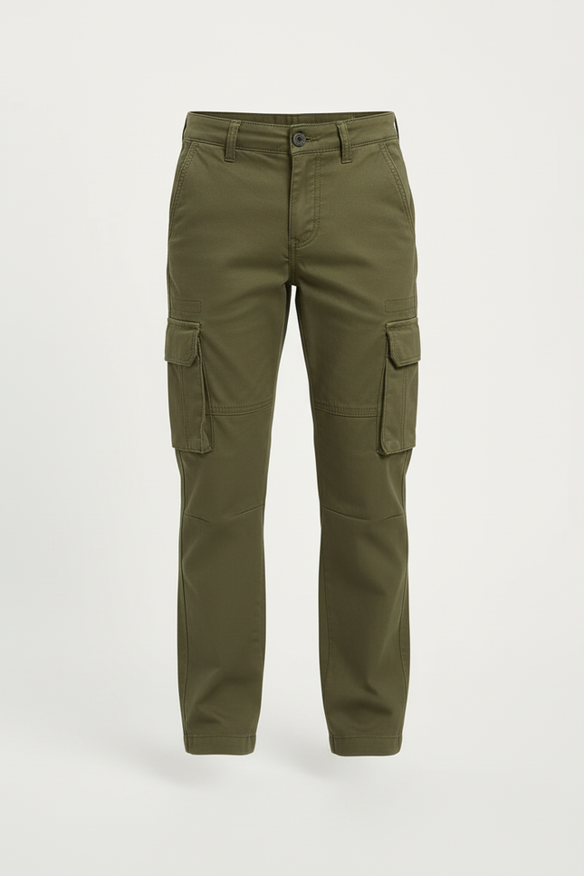 Pantalon Cargo Kaki Droit Multipoches Coton Garçon - vue 3