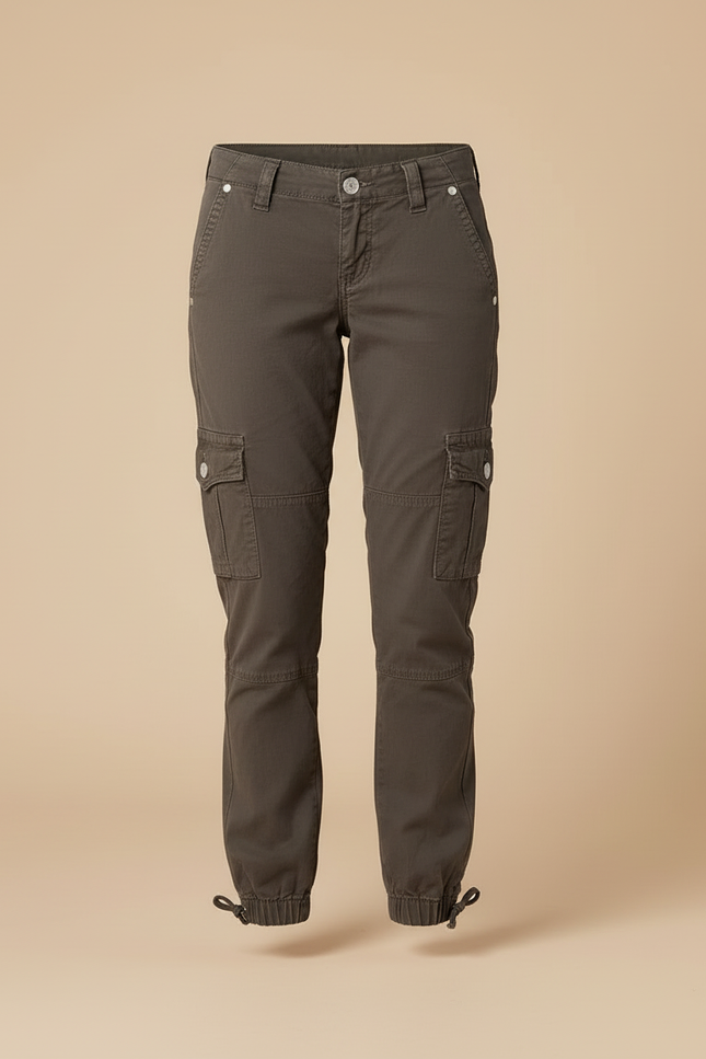 Pantalon Cargo Marron Femme - Kaki Toile - vue 3