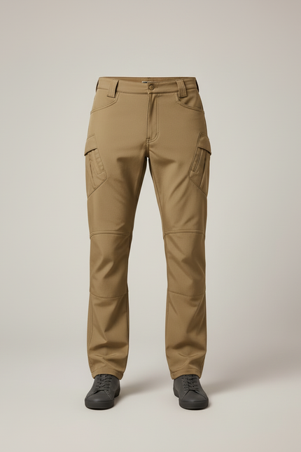 Pantalon Cargo Homme Marron Tactique Extensible Multi-Poches - Camel Polyester - vue 3