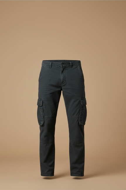 Pantalon Cargo Gris Foncé Coton Multipoches Décontracté - vue 3