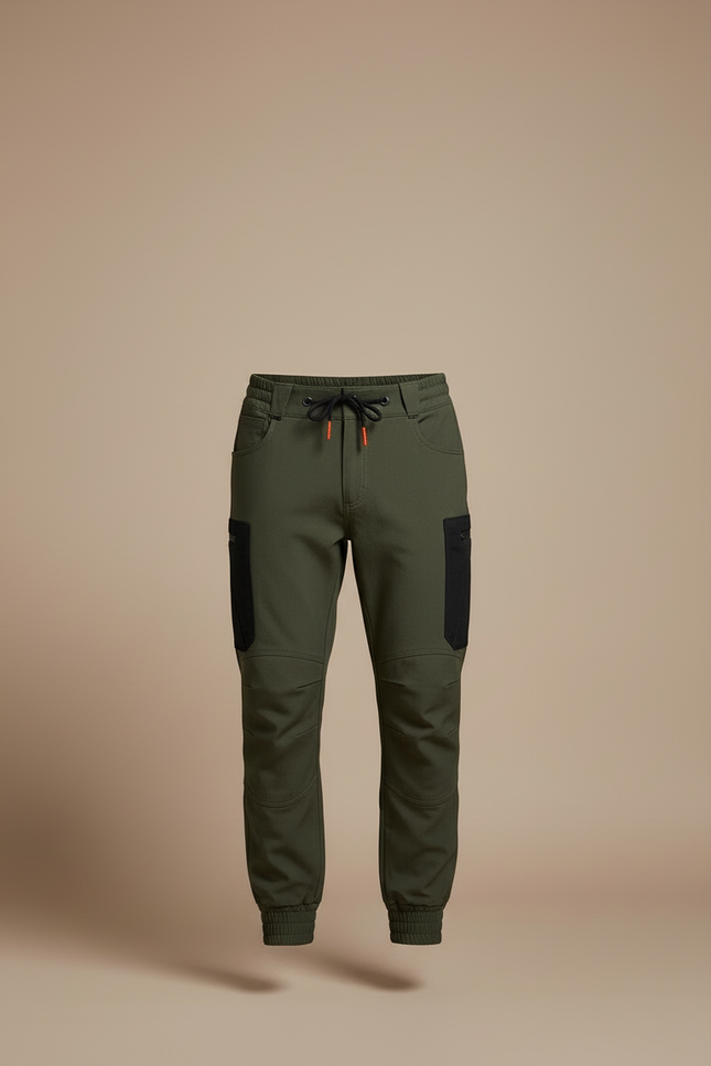 Pantalon Cargo Homme Vert Militaire Jogger Multipoches - Kaki Gabardine - vue 3