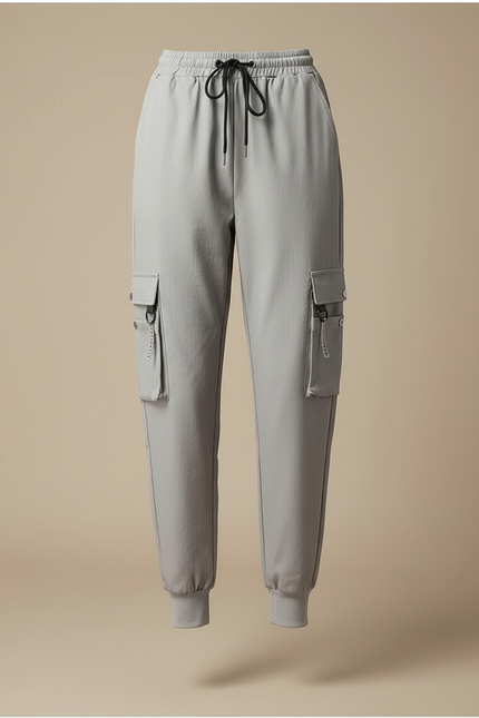 Pantalon Cargo Gris Ample Décontracté Jogger Femme - Polyester - vue 3