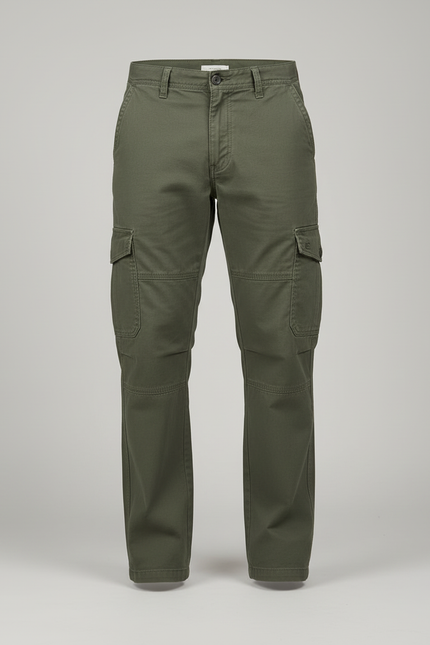 Pantalon Cargo Kaki Coton Résistant Multipoches Homme - Toile - vue 3