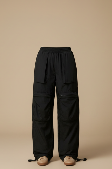 Pantalon Cargo Noir Ample Multipoches Décontracté Nylon - Polyester - vue 3