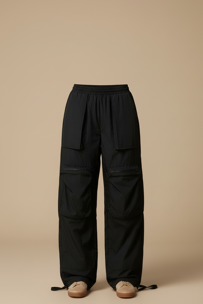 Pantalon Cargo Noir Ample Multipoches Décontracté Nylon - Polyester - vue 3