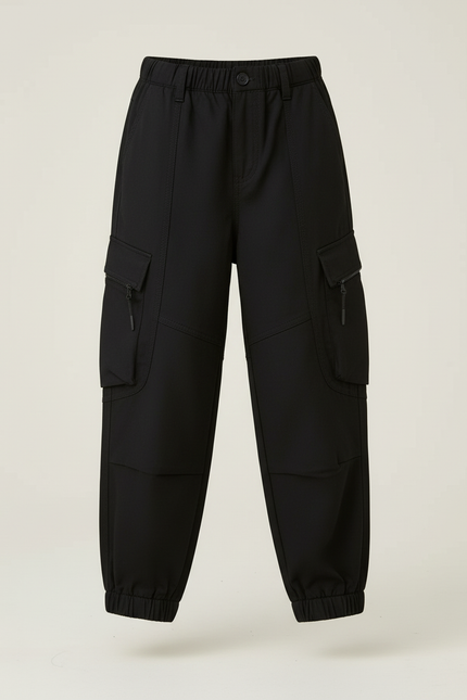 Pantalon Cargo Noir Ample Multipoches Enfant Doux - Gabardine - vue 3