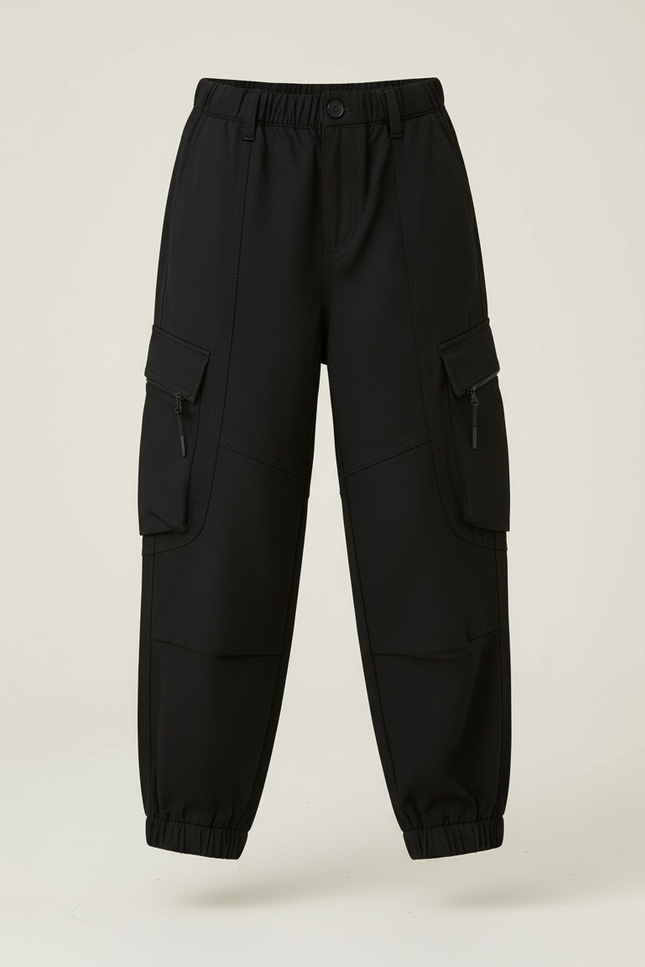 Pantalon Cargo Noir Ample Multipoches Enfant Doux - Gabardine - vue 3