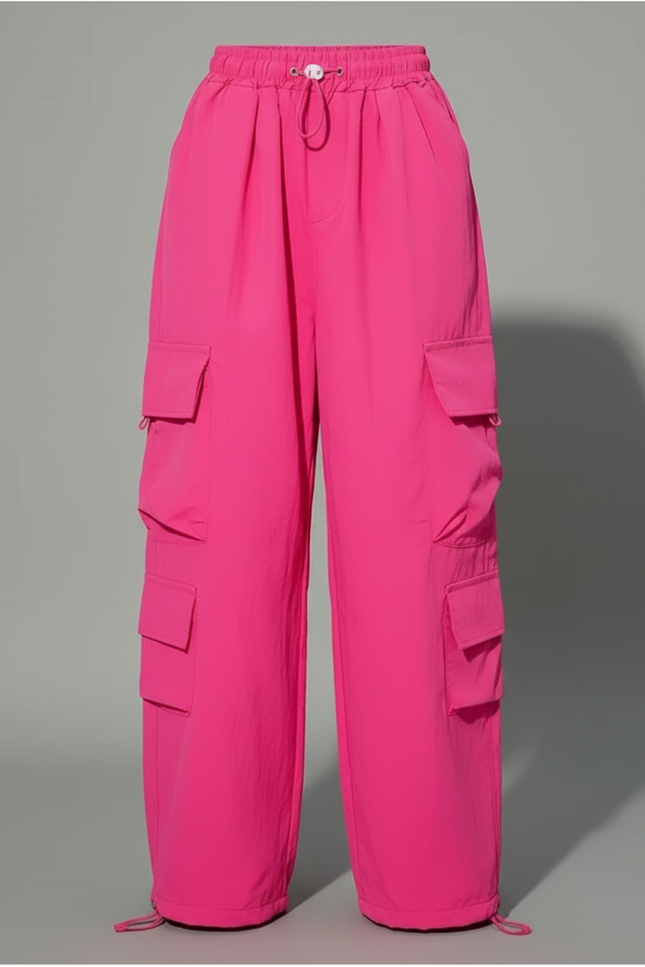 Pantalon Cargo Rose Ample Taille Haute Fille - Polyester - vue 3