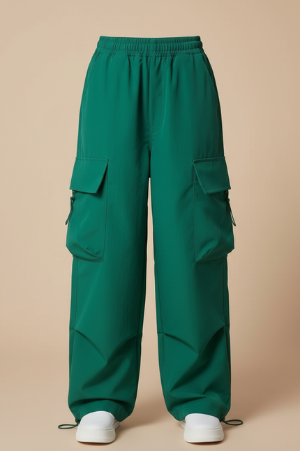Pantalon Cargo Vert Ample Poches Fille - Polyester - vue 3