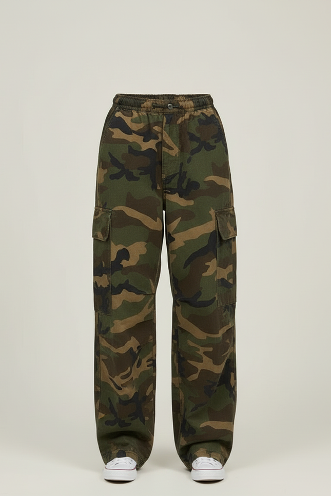 Pantalon Cargo Camouflage Ample Militaire Femme - Imprimé Toile - vue 3