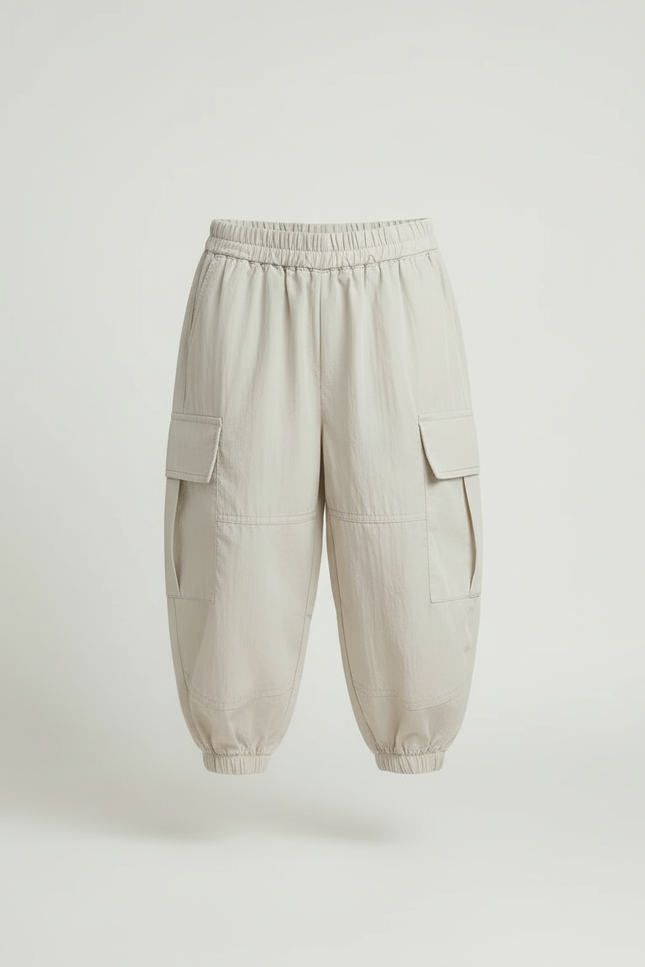 Pantalon Cargo Ample Beige Coton Enfant Poches - Polyester - vue 3