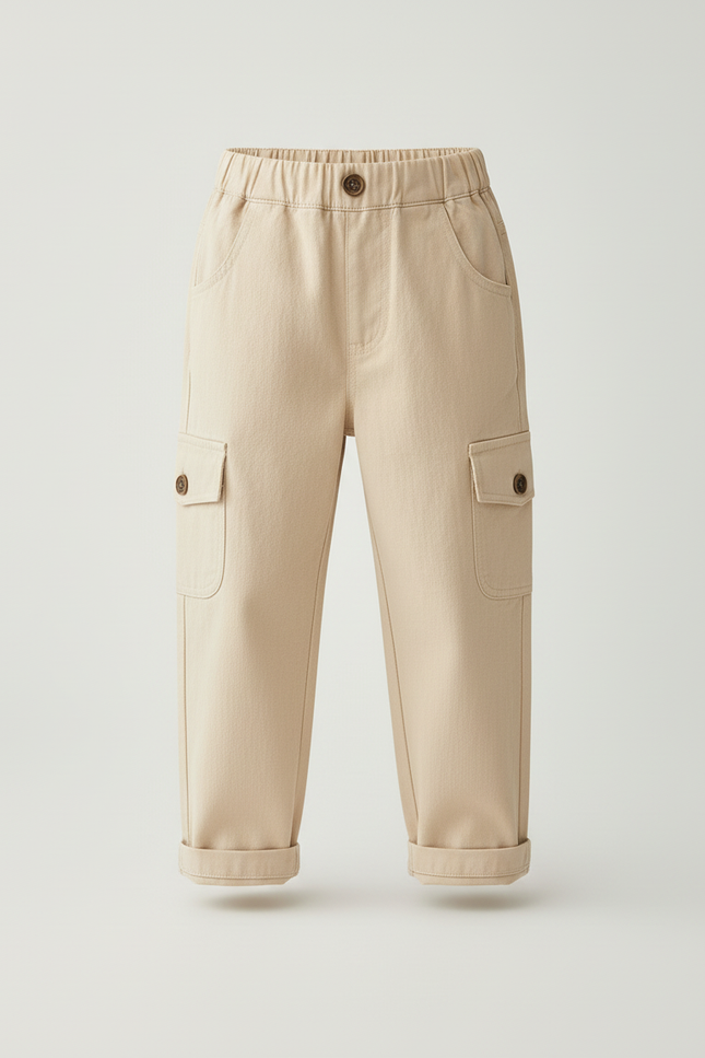Pantalon Cargo Beige Enfant Poches Coton - vue 3