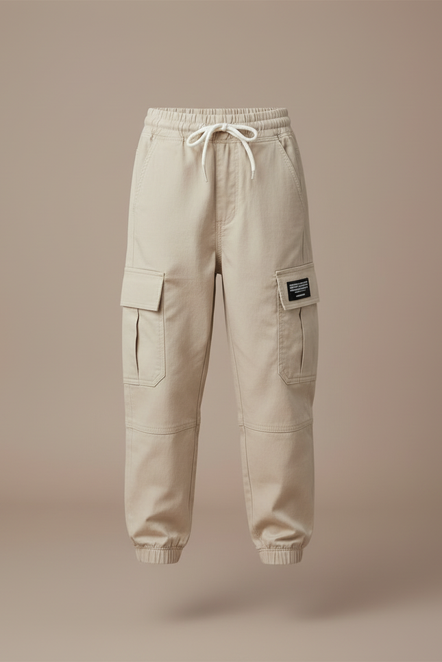 Pantalon Cargo Beige Décontracté Coton Multipoches Enfant - vue 3