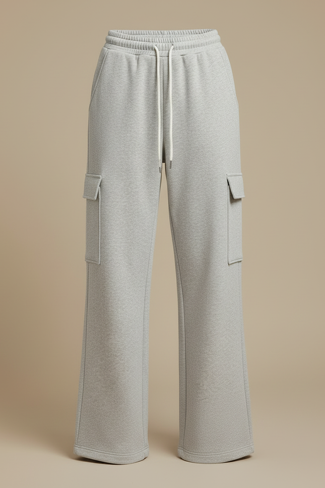 Pantalon Cargo Gris Ample Molletonné Sportif Femme - vue 3
