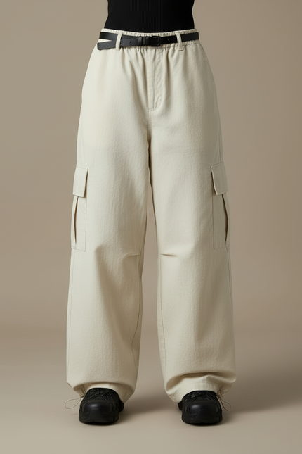 Pantalon Cargo Beige Ample Multipoches Femme Streetwear - Toile - vue 3