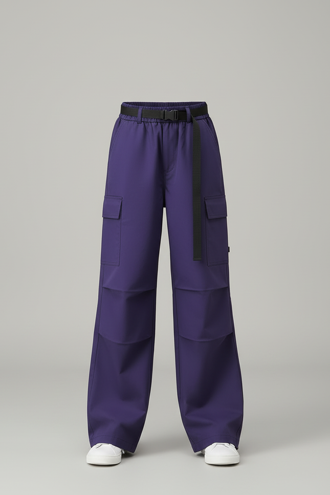 Pantalon Cargo Violet Ample Ceinturé Multipoches Enfant - Polyester - vue 3