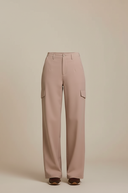Pantalon Cargo Rose Ample Taille Haute Confortable Femme - Polyester - vue 3