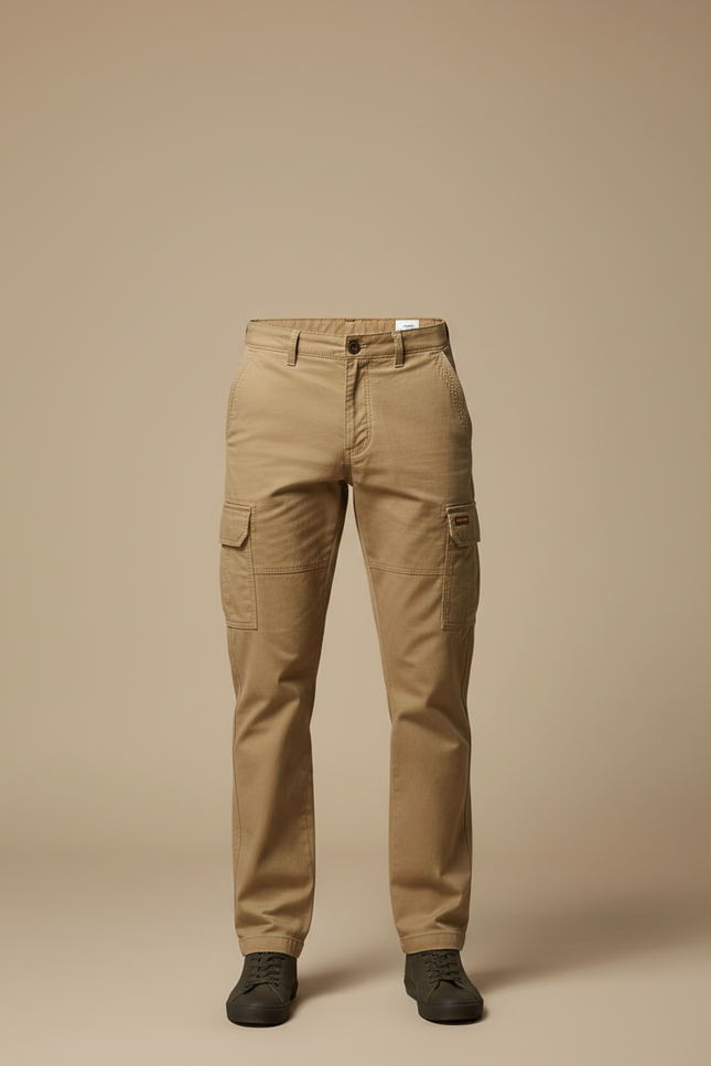 Pantalon Cargo Homme Kaki Coton Décontracté Multipoches - Toile - vue 3