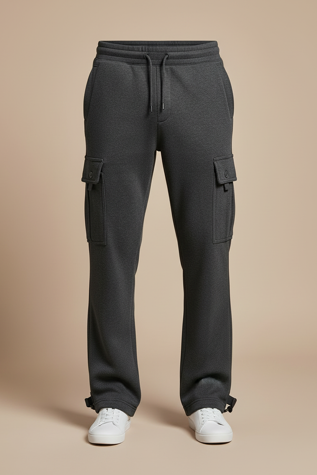 Pantalon Cargo Gris Ample Molletonné Multi-Poches - vue 3