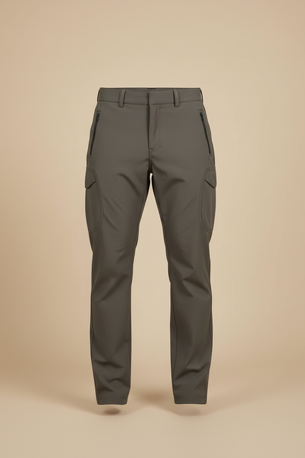 Pantalon Cargo Homme Gris Coupe Droite - Kaki Polyester - vue 3