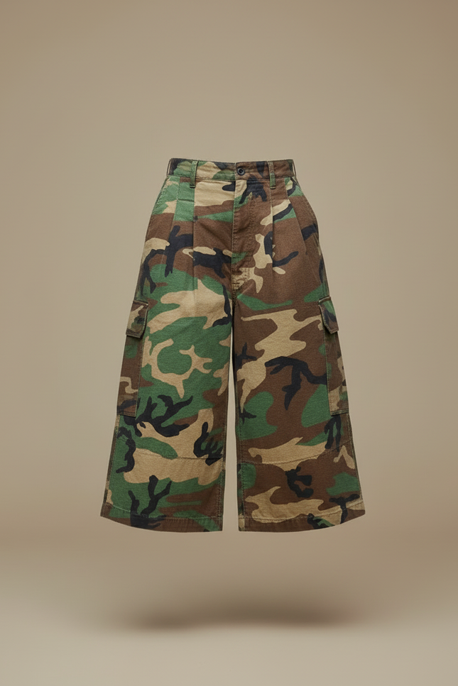 Pantalon Cargo Camouflage Ample Vintage Femme - Multicolore Toile - vue 3