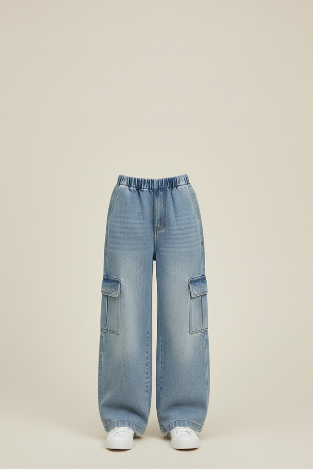 Pantalon Cargo Denim - Bleu Jean - vue 3