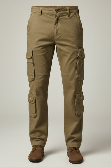 Pantalon Cargo Kaki Multipoches Décontracté Homme Coton - Toile - vue 3