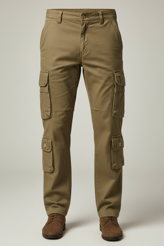 Pantalon Cargo Kaki Multipoches Décontracté Homme Coton - Toile - vue 3