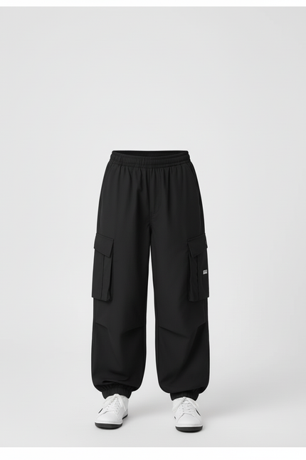 Pantalon Cargo Noir Ample Coton Enfant - Polyester - vue 3