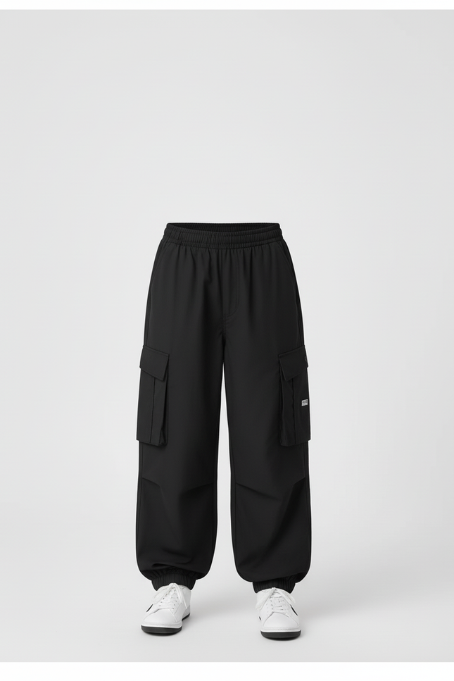 Pantalon Cargo Noir Ample Coton Enfant - Polyester - vue 3