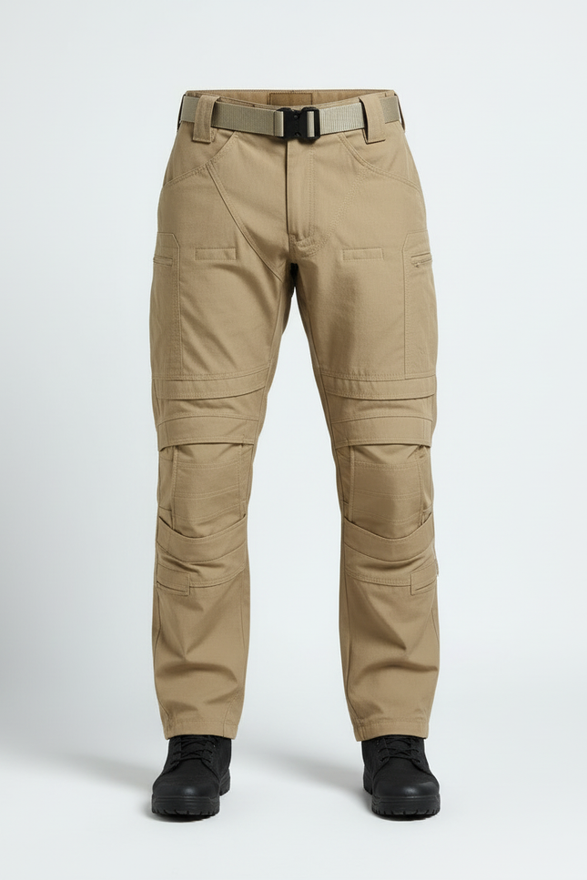 Pantalon Cargo Tactique Beige Robuste Multipoches Homme - Toile - vue 3
