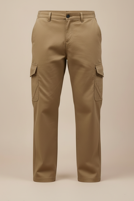Pantalon Cargo Coupe Droite - Kaki Toile - vue 3
