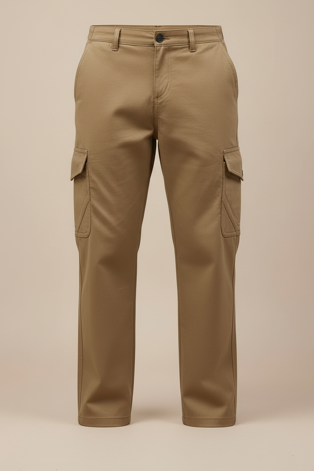 Pantalon Cargo Coupe Droite - Kaki Toile - vue 3