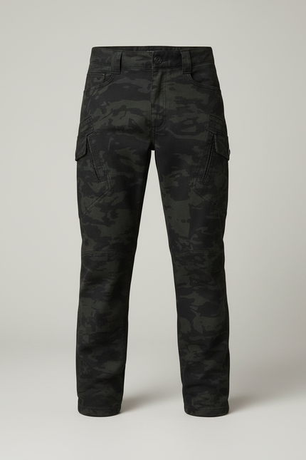 Pantalon Cargo Camouflage Noir Coupe Droite Décontracté - Toile - vue 3