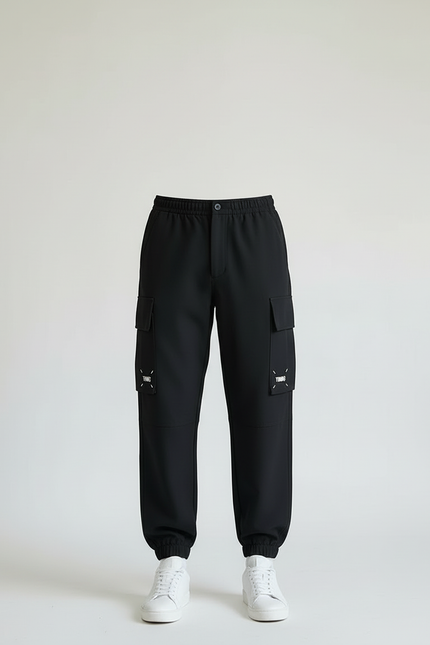 Pantalon Cargo Noir Décontracté Ample Homme Streetwear - Polyester - vue 3