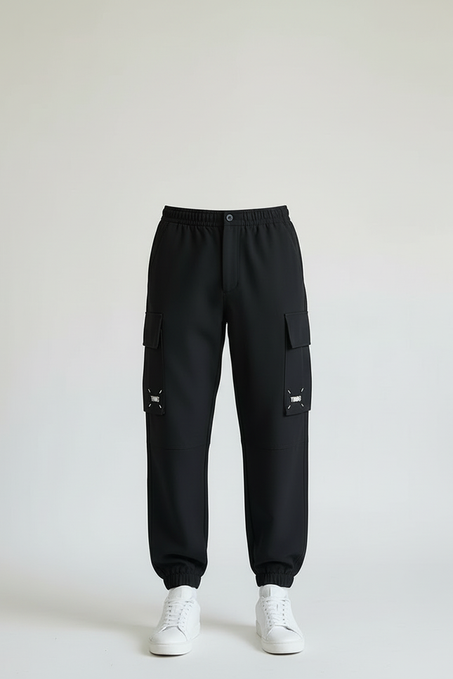 Pantalon Cargo Noir Décontracté Ample Homme Streetwear - Polyester - vue 3