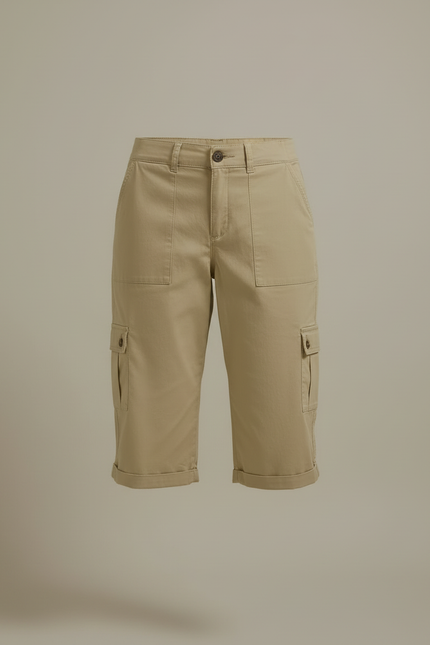 Pantalon Cargo Beige Coton Coupe Droite Femme - vue 3