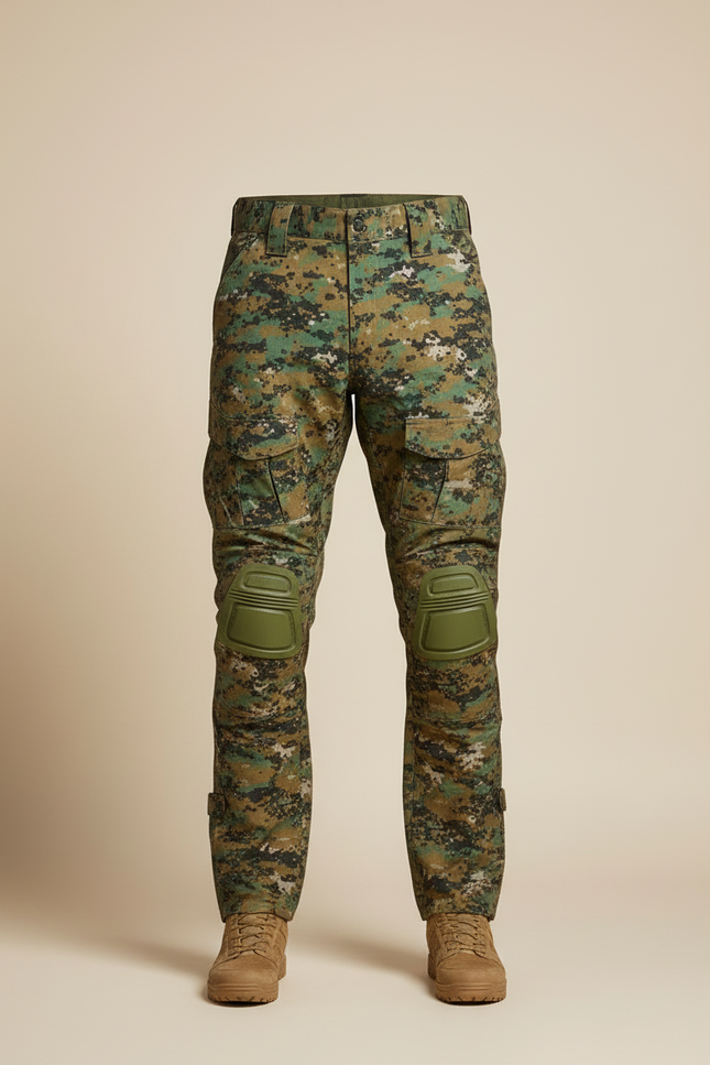 Pantalon Cargo Camouflage Militaire Tactique Genouillères Intégrées - Multicolore Polyester - vue 3