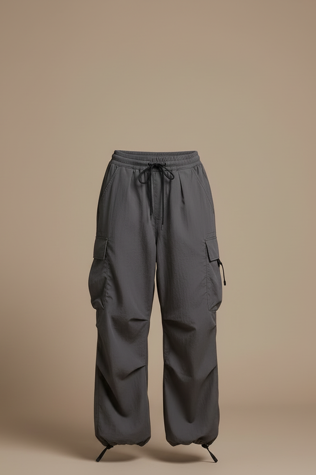 Pantalon Cargo Gris Ample Décontracté Poches Femme - Polyester - vue 3