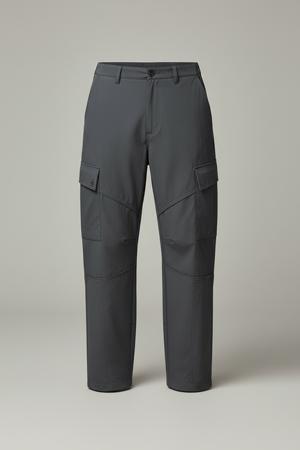 Pantalon Cargo Gris Ample Décontracté Poches Latérales - Gabardine - vue 3