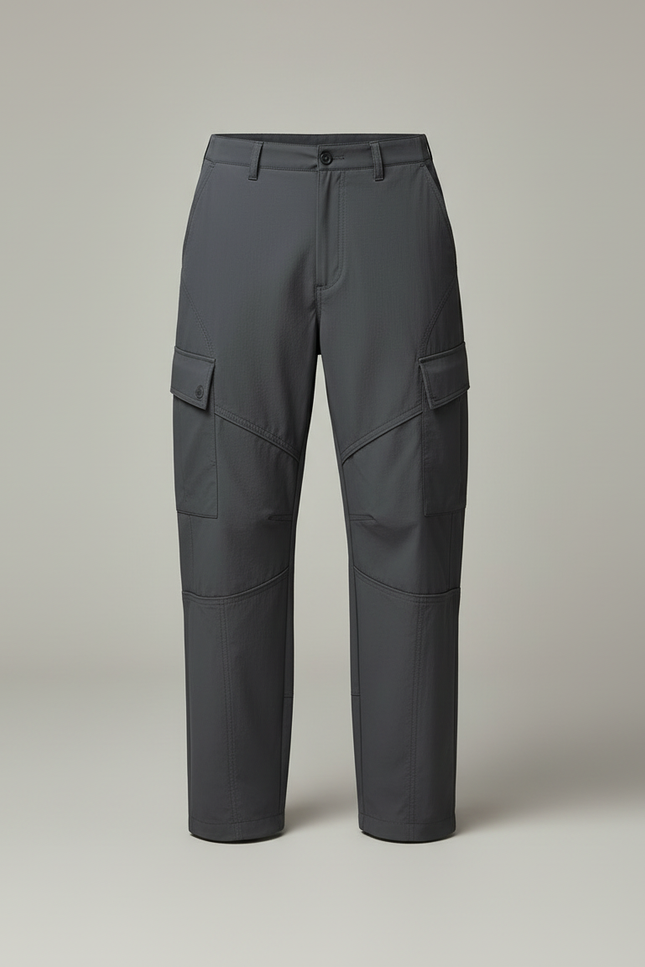 Pantalon Cargo Gris Ample Décontracté Poches Latérales - Gabardine - vue 3