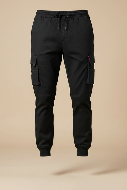 Pantalon Cargo Avec Cordon - Noir Gabardine - vue 3