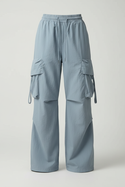 Pantalon Cargo Bleu Ample Multipoches Décontracté Femme - Polyester - vue 3