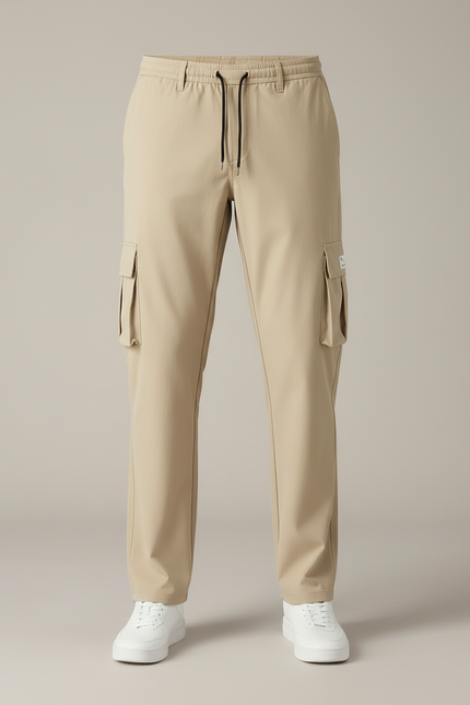 Pantalon Cargo Beige Ample Décontracté Multipoches Homme - Polyester - vue 3