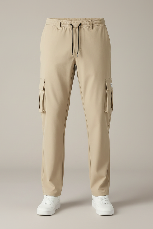 Pantalon Cargo Beige Ample Décontracté Multipoches Homme - Polyester - vue 3