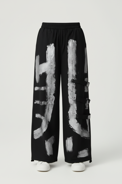 Pantalon Cargo Noir Ample Imprimé Streetwear Enfant - Molleton - vue 3