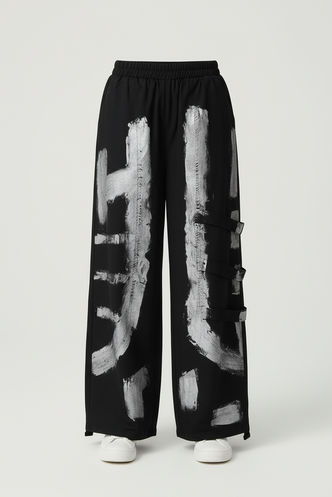 Pantalon Cargo Noir Ample Imprimé Streetwear Enfant - Molleton - vue 3
