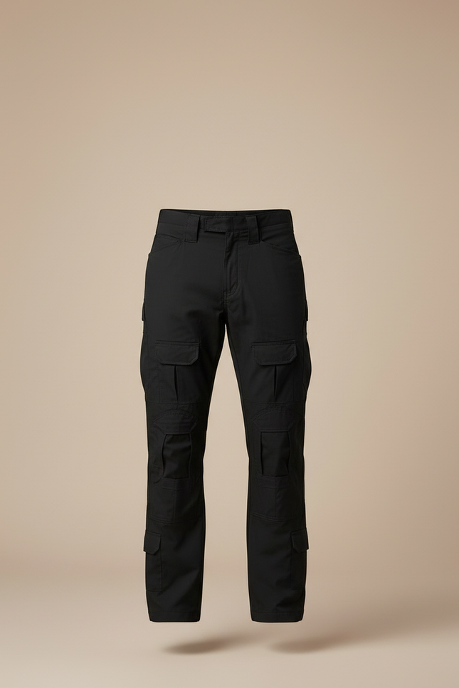 Pantalon Cargo Noir Homme Multipoches Coupe Droite - Toile - vue 3