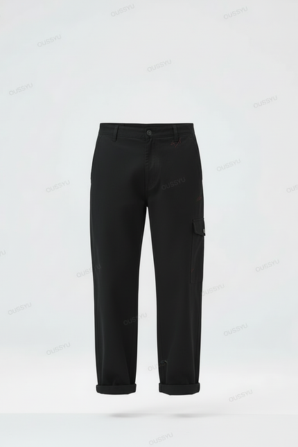 Pantalon Cargo Noir Ample Coton Homme Décontracté - Toile - vue 3